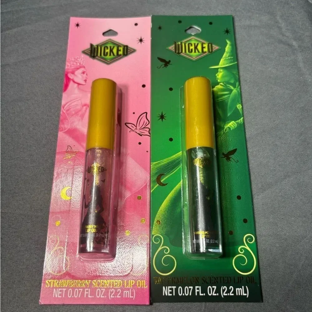 2 Disney Wicked Strawberry Scented Lip Oil Duo - Pink & Green